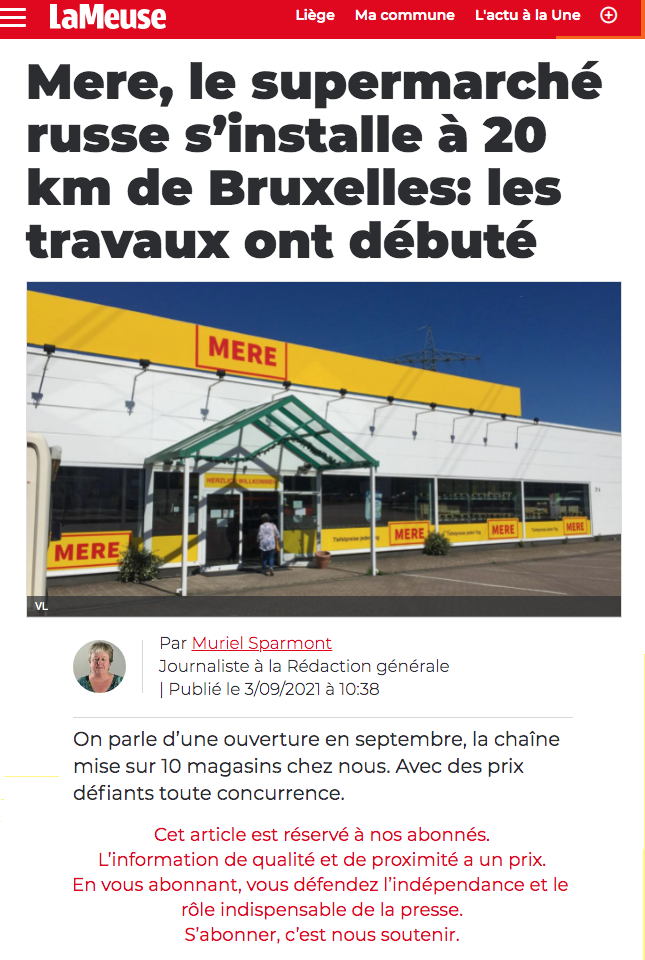 Mere, le supermarché russe s’installe à 20 km de Bruxelles : les travaux ont débuté.